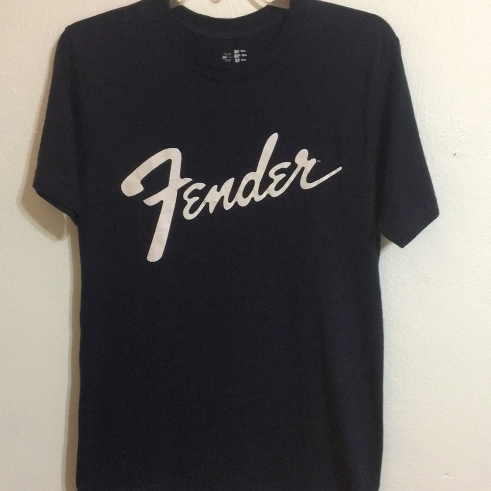 FENDER Guitar Navy T-shirt Sz Small